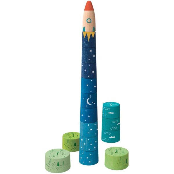 Up to the stars- juego apilable de madera. Ukitu juguetes.