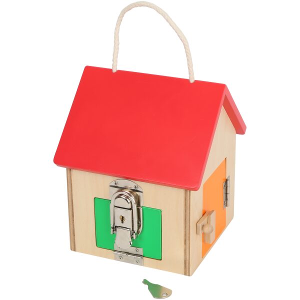 Mini casita de cerraduras de madera-ukitu juguetes