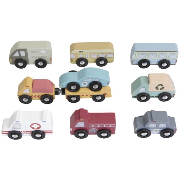 set 9 vehículos de servicios y emergencia Ukitu juguetes