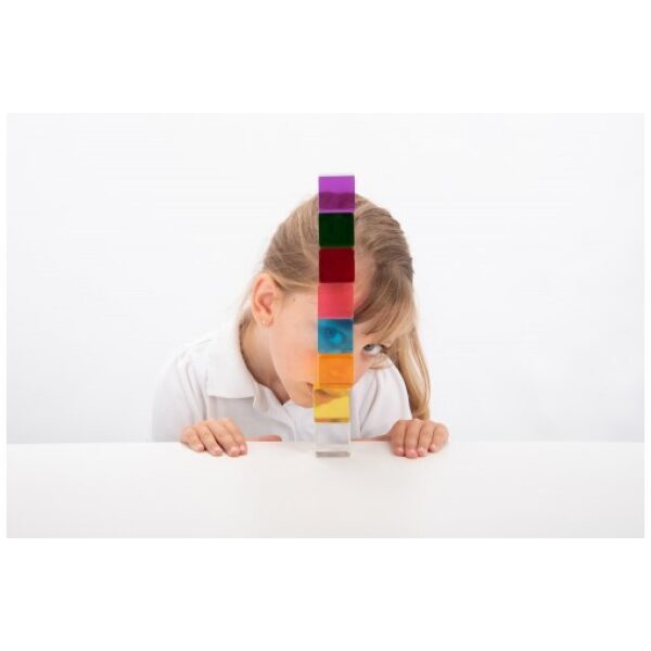 Cubos de percepción trasparentes en 8 colores distintos. Ukitu juguetes